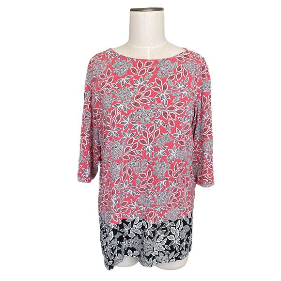 J. Jill Tops - J. Jill Pullover Top Womens L Petite Multicolor Block Floral Crew Neck Tunic Tee